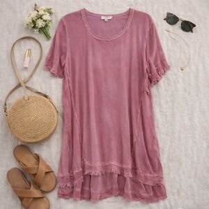 Umgee pink swim suit coverup. High/low. Stretch. Size small